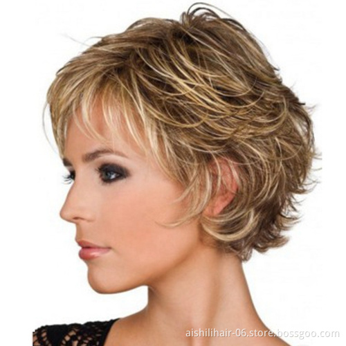Synthetic short curly hair wigs are dark brown synthetic wigs made by Chinese factories for European women
